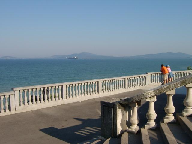 Looking across Bourgas bay to the port
