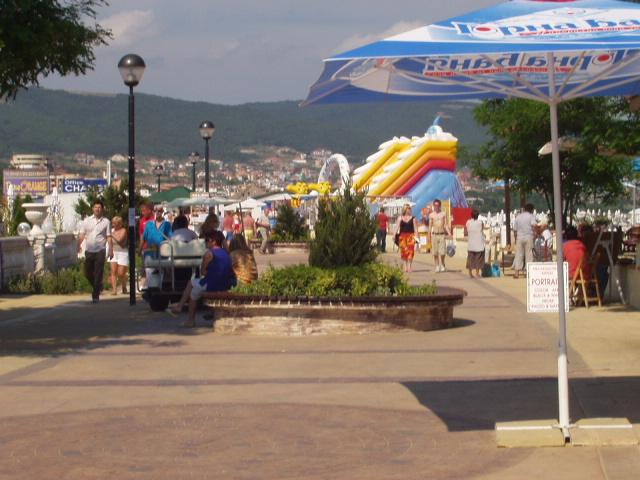 Promenade - big slide, bouncy castle in the background and lots of other things to do for the kiddies